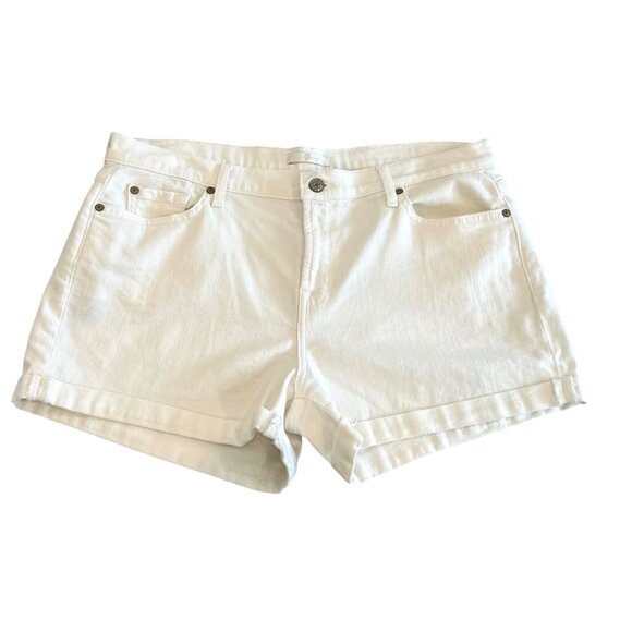 7 FOR ALL MANKIND~  Womens White Mid Roll Shorts Cotton/Spandex Blend Size 31 - Picture 1 of 11